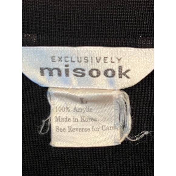 Misook Women's Size Large Black Lightweight Long Sleeve Open Front Cardigan - Picture 2 of 6